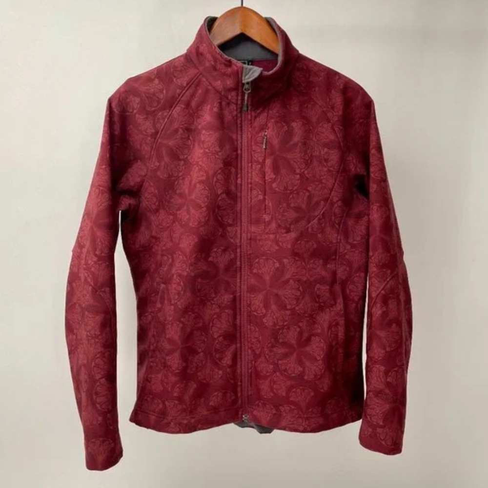 The North Face Apex Bionic Jacket Womens Large Soft Shell Burgundy Floral Print